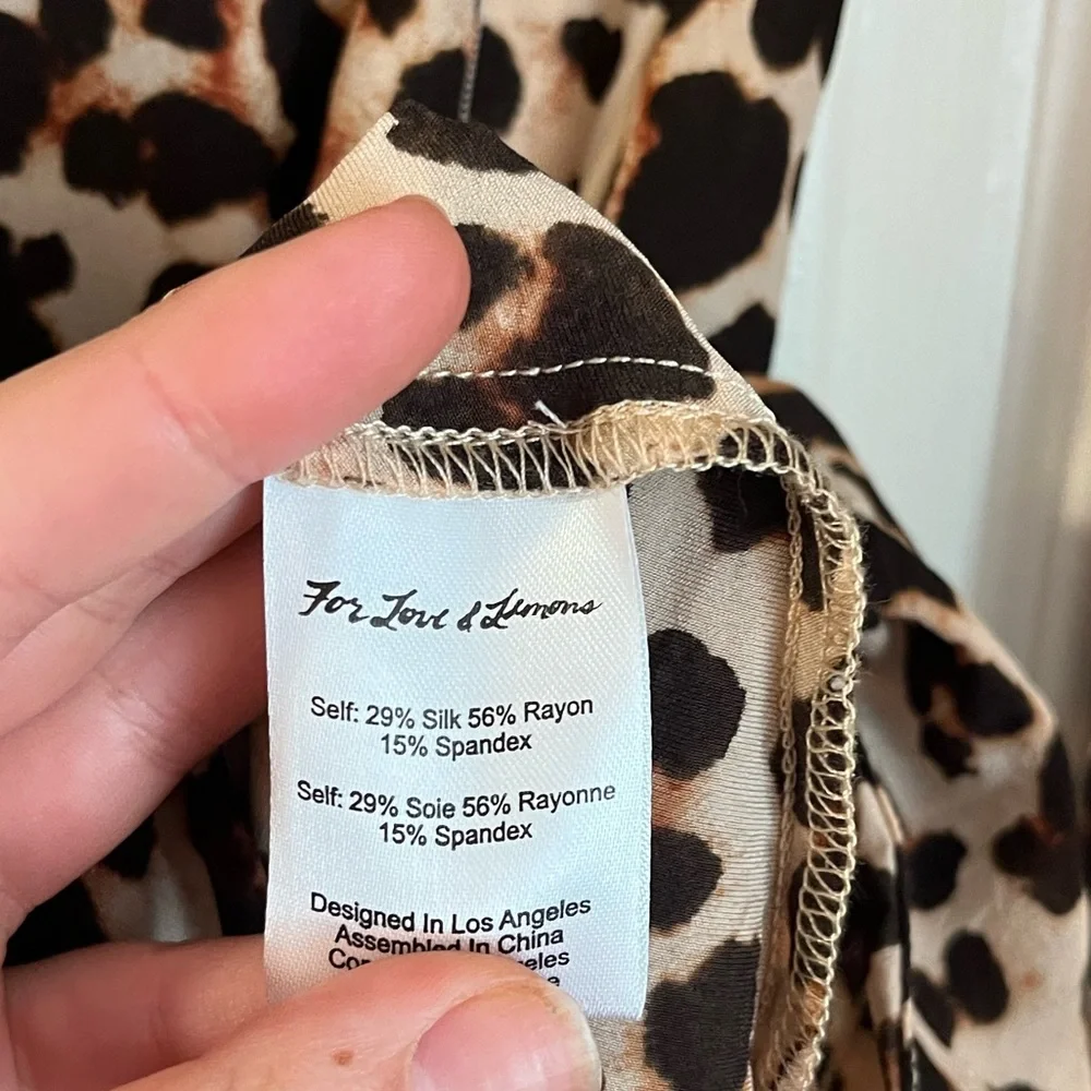 For Love and Lemons Leo Keyhole Mini Dress size small animal print silk blend - Picture 7 of 11